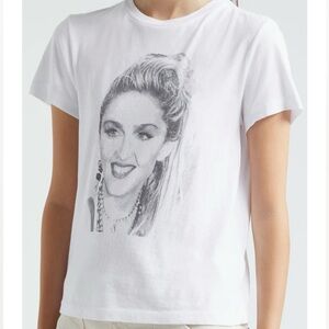 Re/Done NWT Optic White Cotton Madonna Graphic T-Shirt Size Small